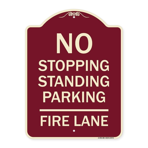 Signmission No Stopping Standing Parking Fire Lane Heavy-Gauge Aluminum Sign, 24" x 18", BU-1824-23571 A-DES-BU-1824-23571 - main